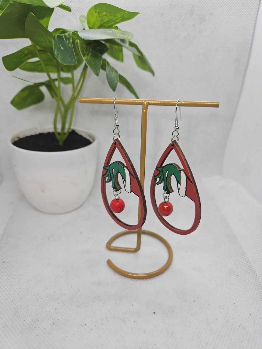 Teardrop Tropical Earrings in Red & Green